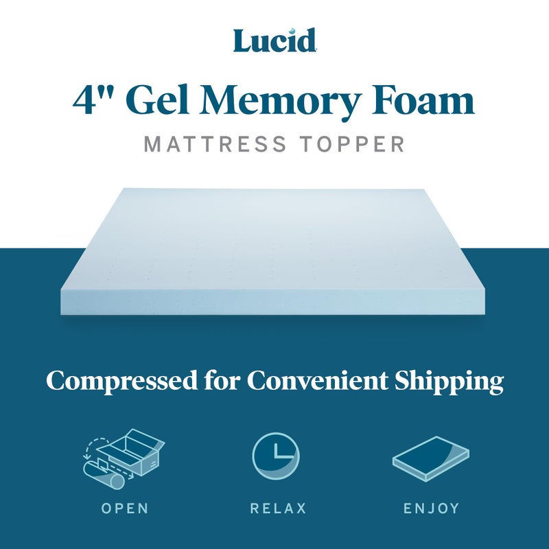 LUCID 4 Inch Gel Memory Foam Mattress Topper-Ventilated Design-Ultra Plush-Twin XL - Image 4